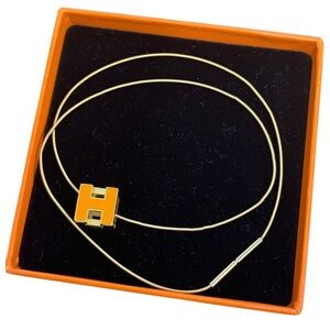 AUTHENTIC Hermes Cage d'Ache H Cube Necklace Pendant